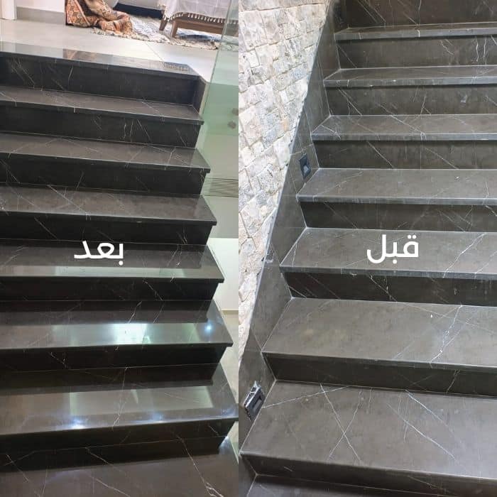 قبل وبعد جلي الرخام بالفجيرة - شركة بريق الرخام